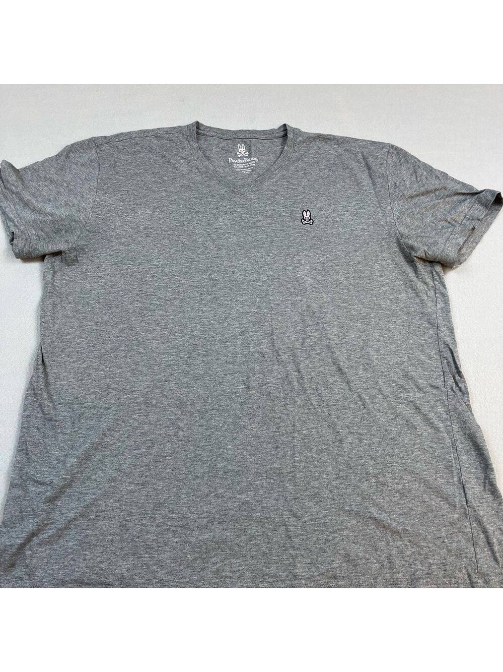 Psycho Bunny V Neck T Shirt Size 9 2XL Pima Cotton Short Sleeve Heather Gray